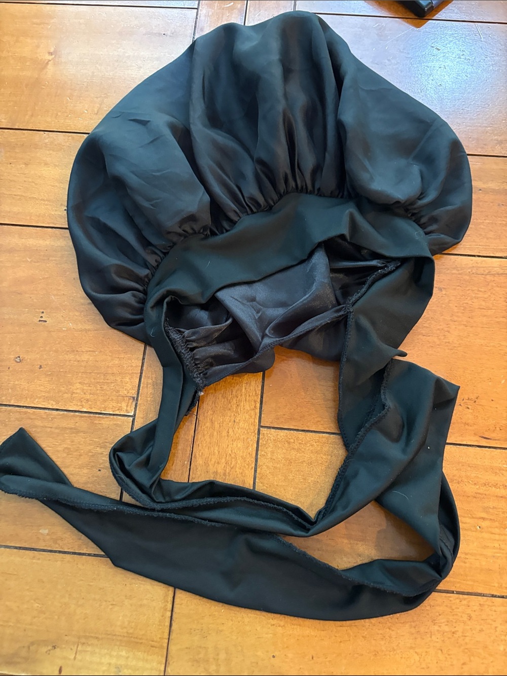 Black satin sleep bonnet
